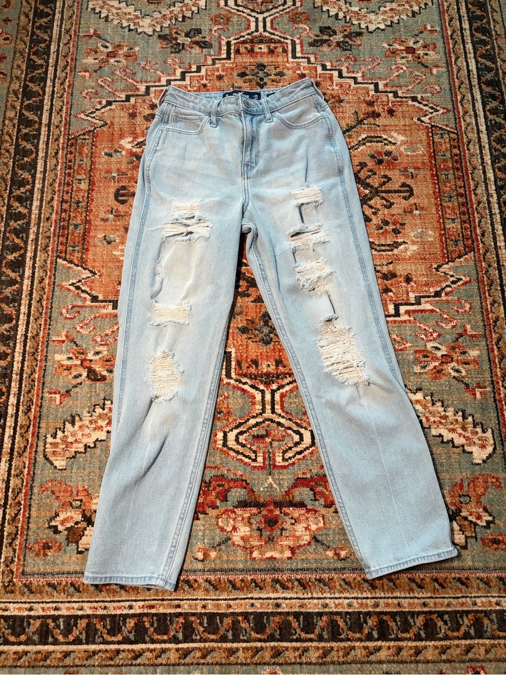 Hollister Light Blue Ripped Mom Jeans